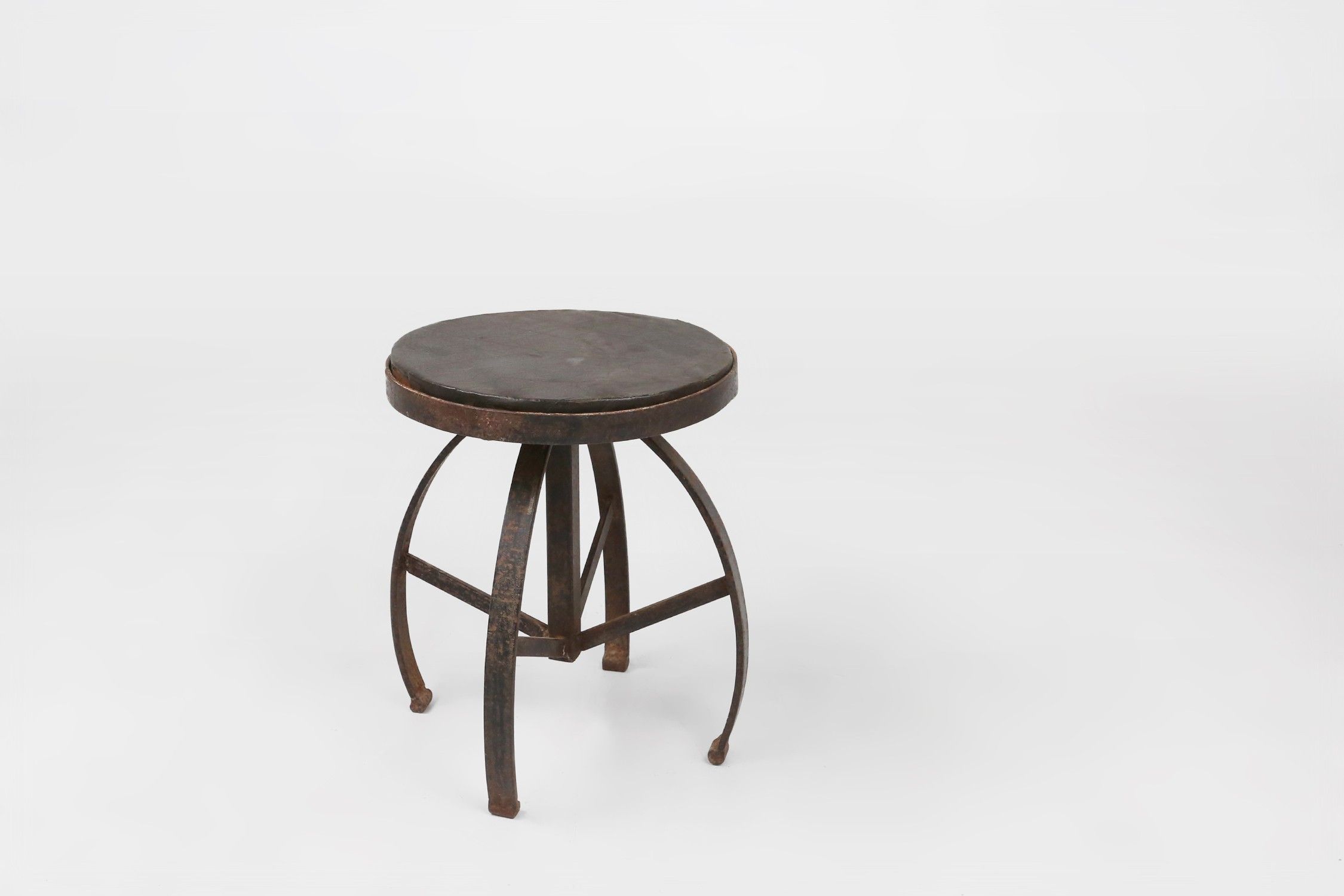Set of 2 Industrial Black Metal Stools with Frame, France, 1920sthumbnail